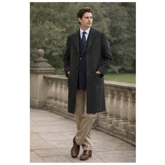 Abercrombie & Fitch wool blend notch collar midi‎ pea coat Size S grey old money
